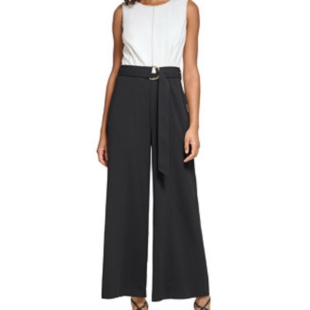 Karl Lagerfeld Monochrome Belted Jumpsuit